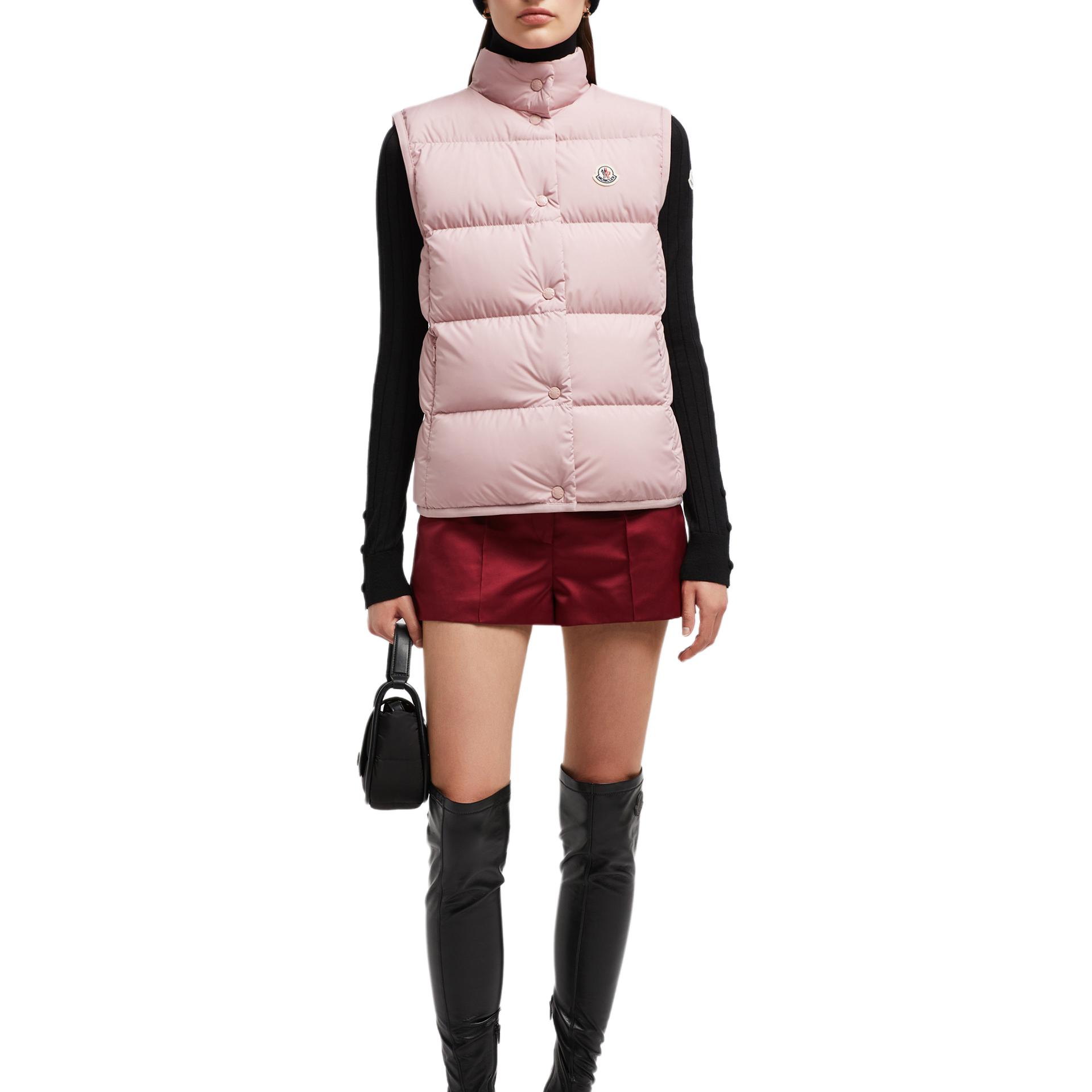 Lookbook (Women) Moncler FW24 Badia Logo Matte Down Vest for Women Light Pink J20931A0000854A8151A