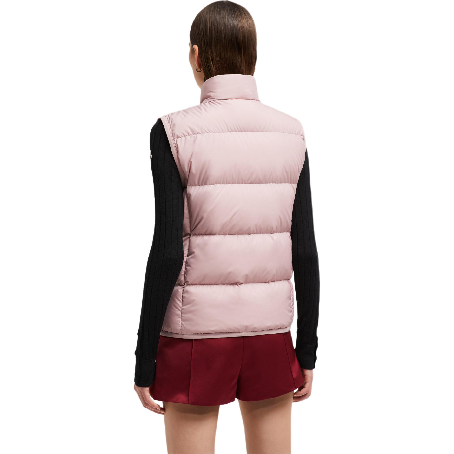 Shop (Women) Moncler FW24 Badia Logo Matte Down Vest for Women Light Pink J20931A0000854A8151A