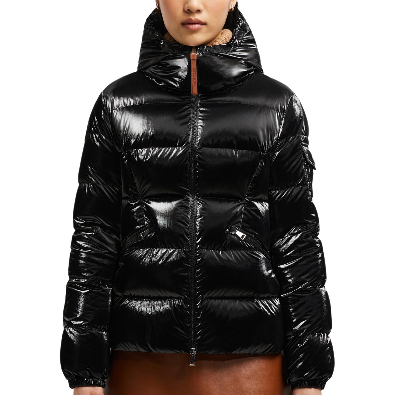 (Women) Moncler FW24 Barre Shiny Nylon Short Puffer Jacket Zip Hoodie Black Women J20931A00075596T2999 圖 3
