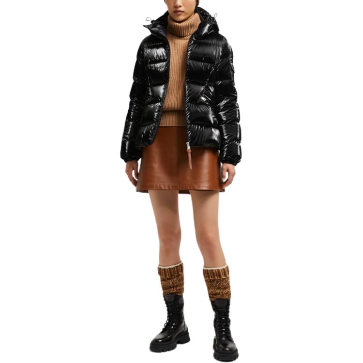 (Women) Moncler FW24 Barre Shiny Nylon Short Puffer Jacket Zip Hoodie Black Women J20931A00075596T2999 圖 6