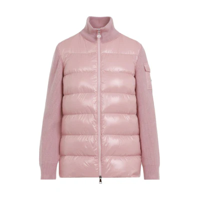 (Women) Moncler FW24 Glossy Lightweight High-Neck Zip-Up Jacket Pink J20939B00013M1131518