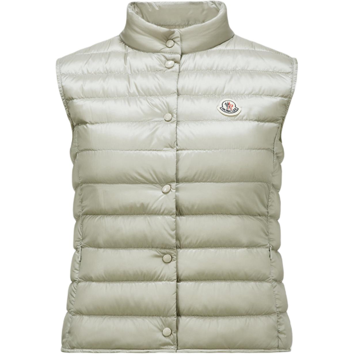 (Women) Moncler FW24 Liane  Slim Light Down Vest Light Grey Logo Buttoned. J20931A102005304890H