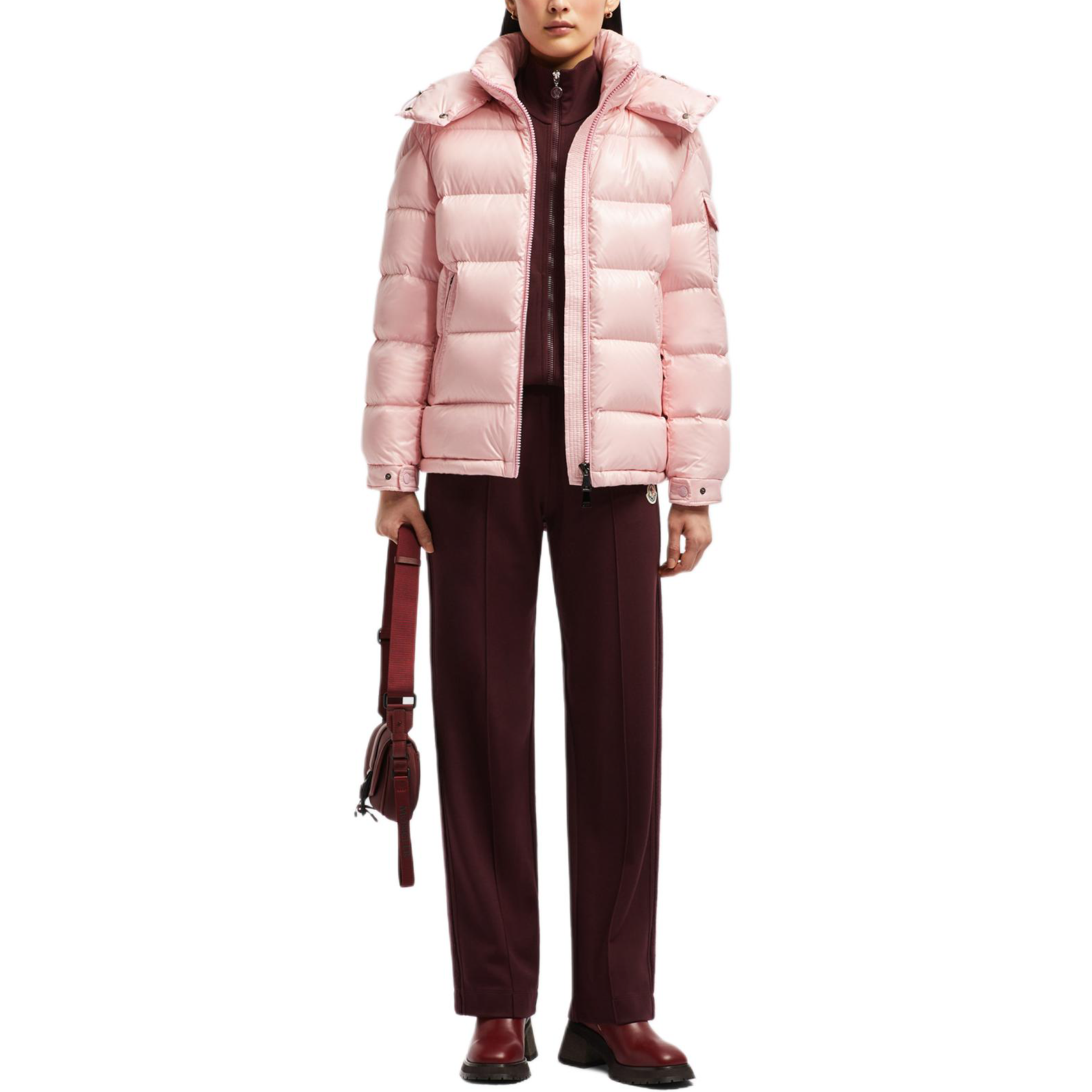 (Women) Moncler FW24 Maire Nylon Gloss Detachable Hood Short Down Jacket Pink Women J20931A0014268950500 圖 3