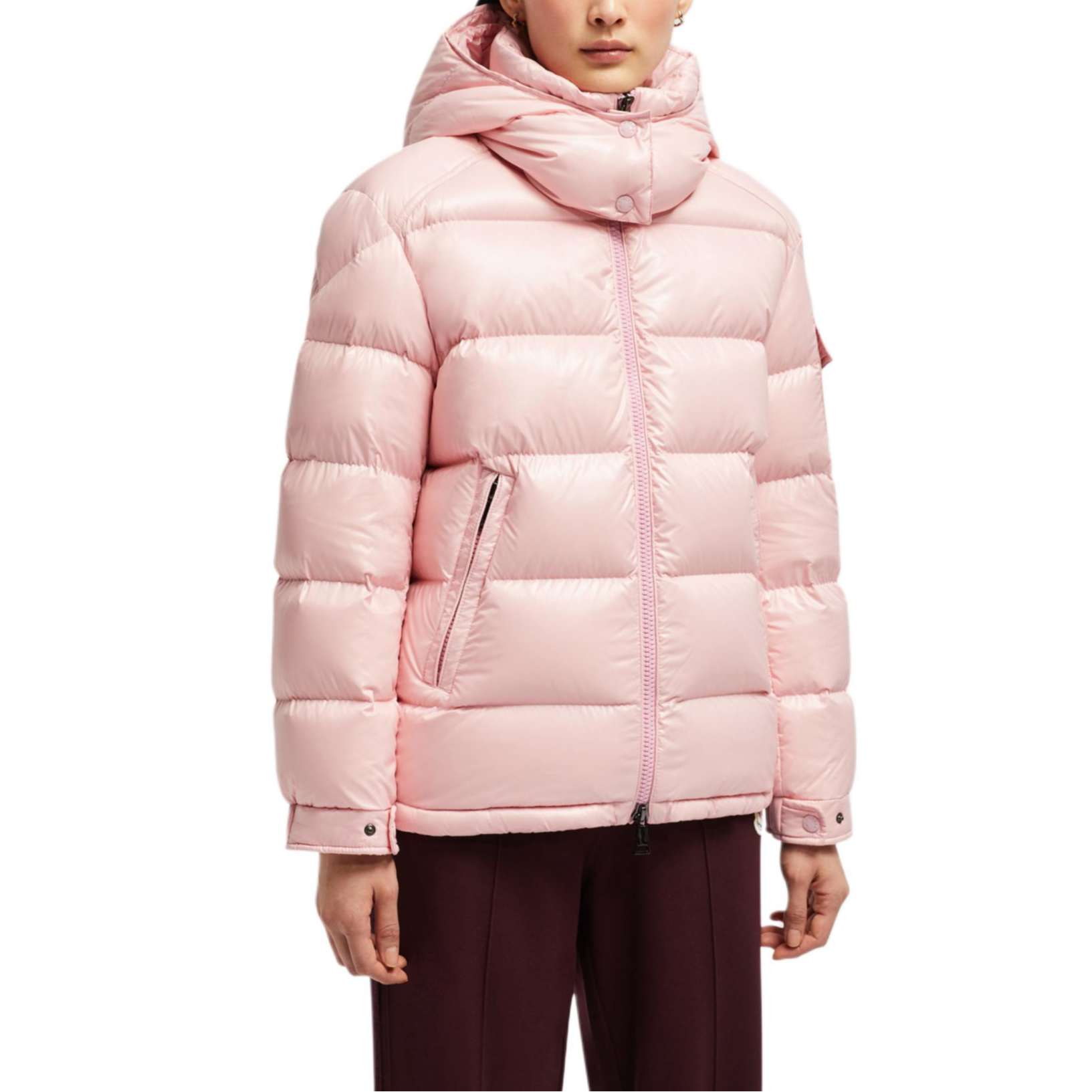 (Women) Moncler FW24 Maire Nylon Gloss Detachable Hood Short Down Jacket Pink Women J20931A0014268950500 圖 4