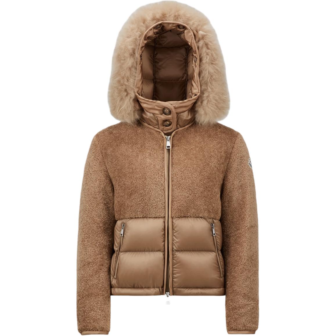 (Women) Moncler FW24 Marne Drawstring Hem Detachable Hood Zip Jacket Women Light Brown J20931A0014389AOF26C