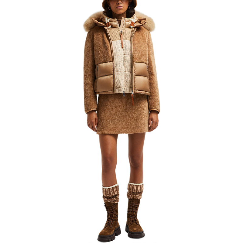 Lookbook (W) Moncler FW24 Marne抽繩下擺可拆帽拉鍊外套 女款 淺棕色 J20931A0014389AOF26C