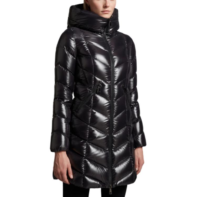 Purchase (W) Moncler FW24 Marus Chaqueta Negra Brillante Acolchada con Capucha de Nylon. J20931C00049C0065999