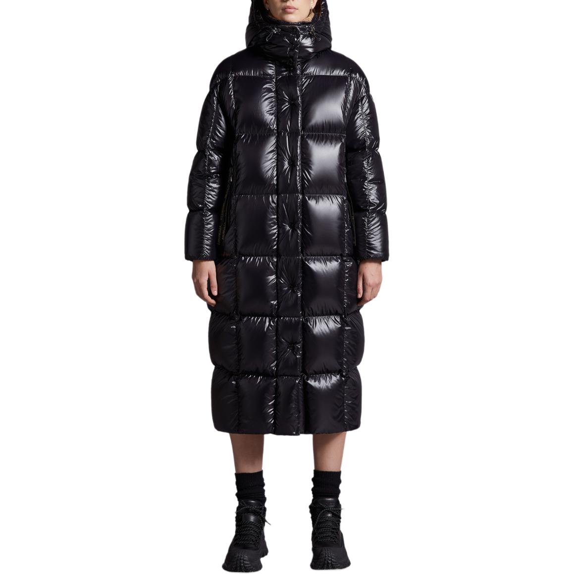 Shop (W) Moncler FW24 Parnaiba 女款黑色連帽長版羽絨外套 (可拆式帽)。 J20931C0005068950999