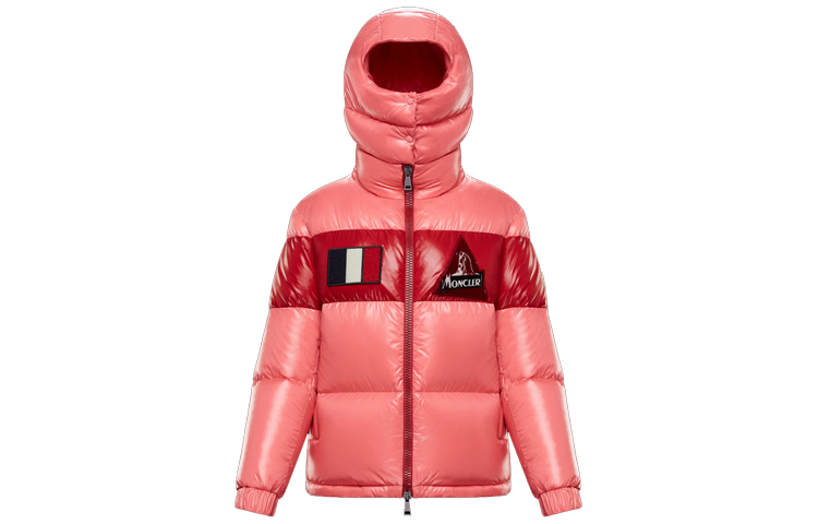 (Women) Moncler Gary Pink Color-block Nylon Logo Puffer Jacket 093468318068950417