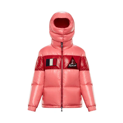 (Women) Moncler Gary Pink Color-block Nylon Logo Puffer Jacket 093468318068950417