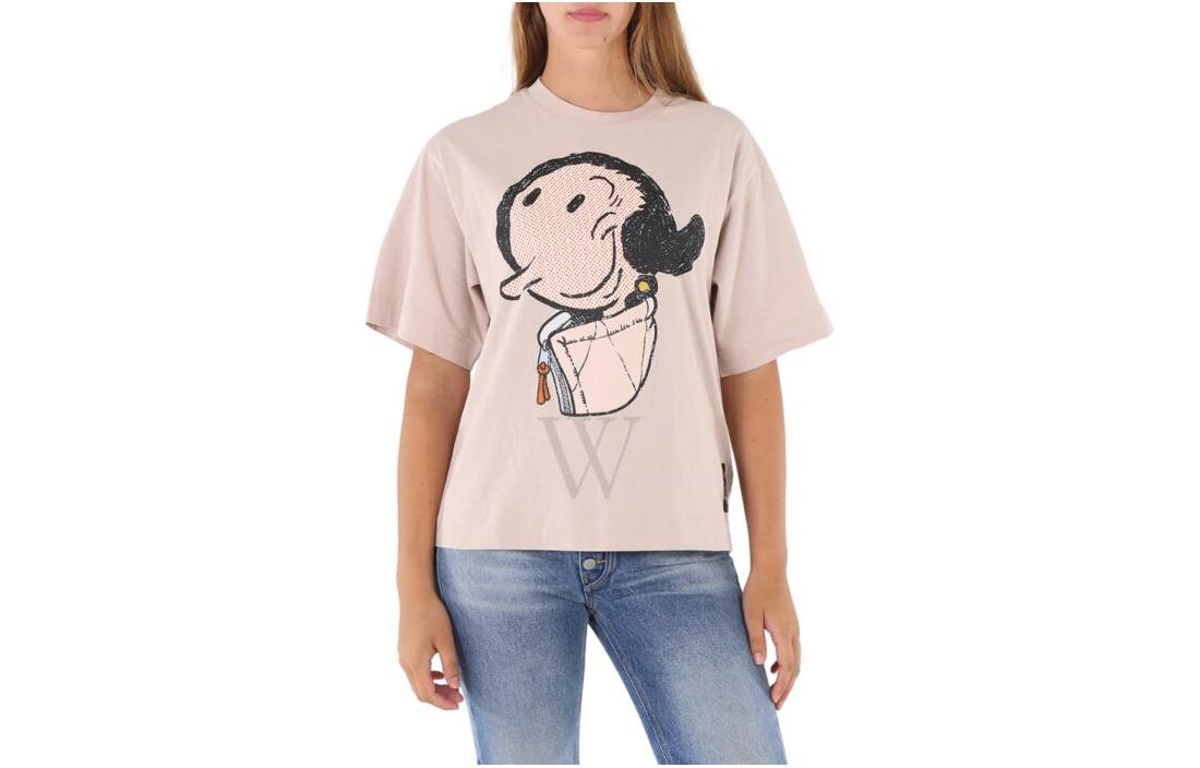 (Women) MONCLER GENIUS  Beige Logo Print Oversized T-Shirt SS22 H10948C00003M180820L 圖 2