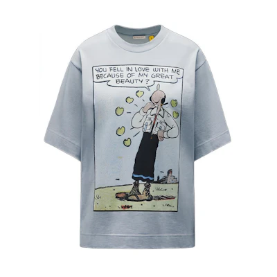 (Women) MONCLER GENIUS Blue Logo Print Crewneck Oversized T-Shirt SS22 H10948C00003M1808709