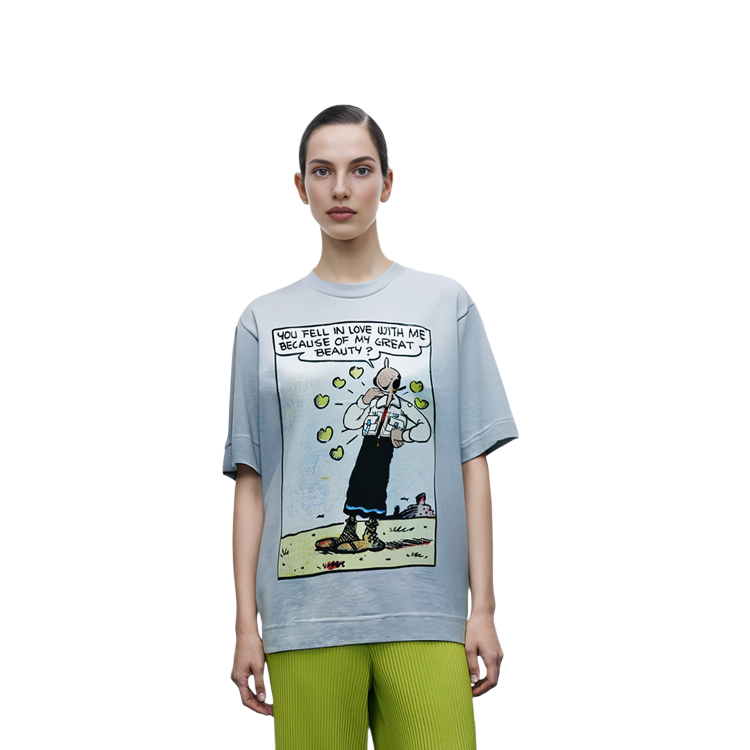 (Women) MONCLER GENIUS  Blue Logo Print Crewneck Oversized T-Shirt SS22 H10948C00003M1808709 圖 3