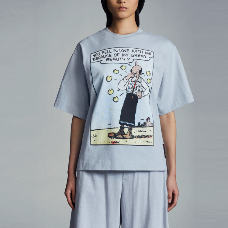 (Women) MONCLER GENIUS  Blue Logo Print Crewneck Oversized T-Shirt SS22 H10948C00003M1808709 圖 4