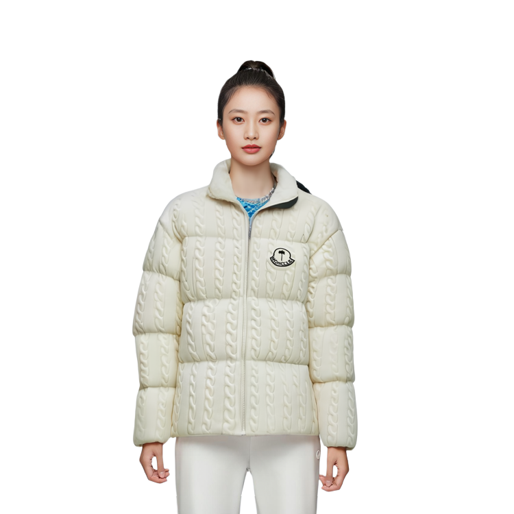 Details for (W) MONCLER GENIUS x PALM ANGELS Jaket Down Zip-Up Bertekstur Off-White. I209L1A00015M3608032