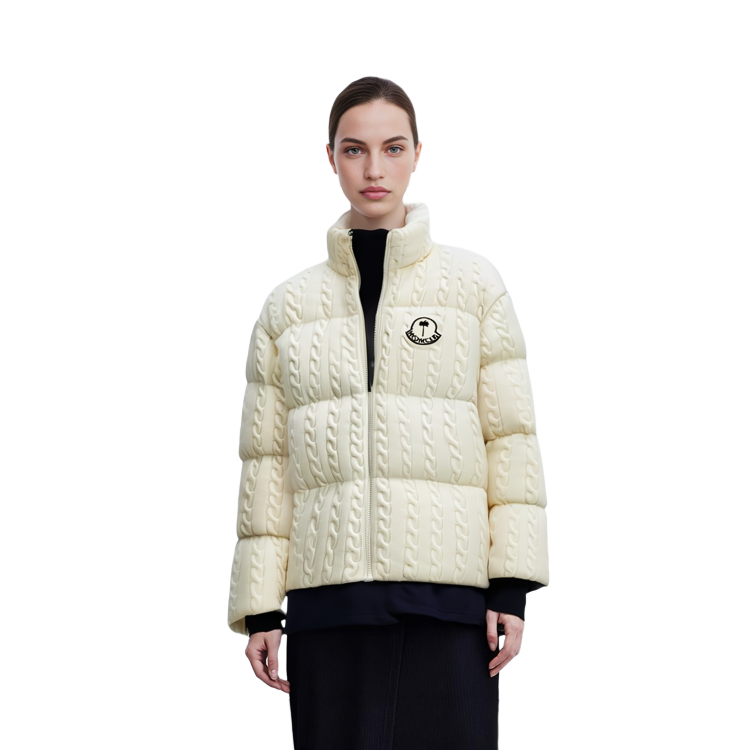 Sizing (W) MONCLER GENIUS x PALM ANGELS Jaket Down Zip-Up Bertekstur Off-White. I209L1A00015M3608032