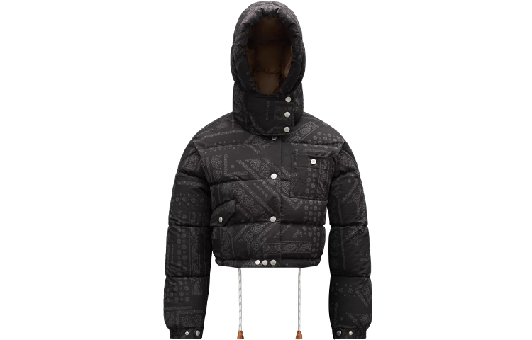 (Women) MONCLER GENIUS PALM ANGELS FW21 Black Printed Down Jacket Hoodie G209L1A00001M1351999 圖 2