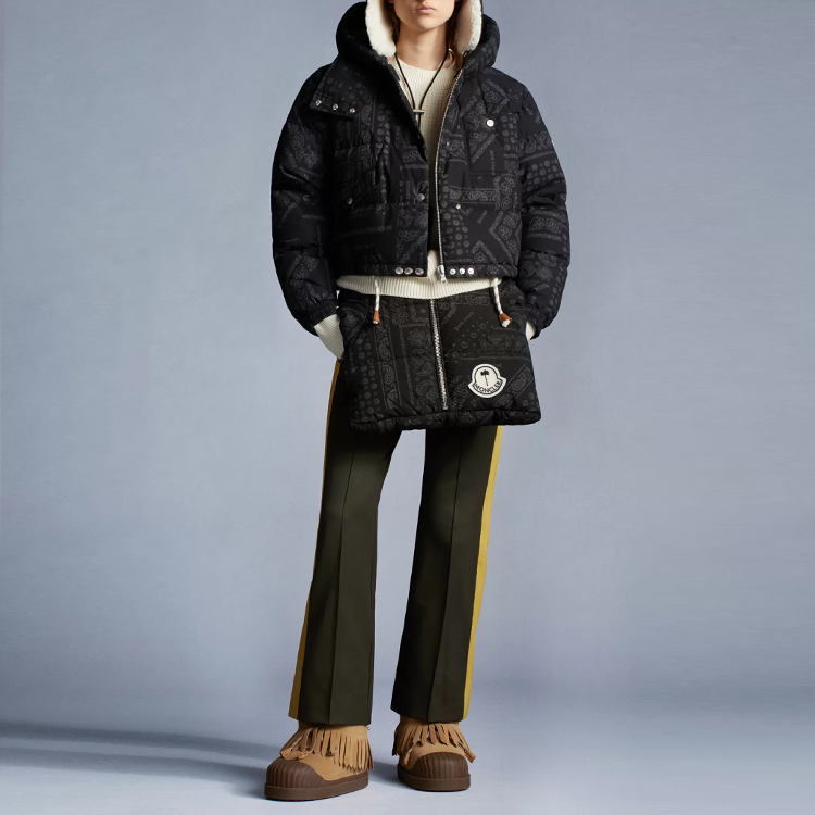 (Women) MONCLER GENIUS PALM ANGELS FW21 Black Printed Down Jacket Hoodie G209L1A00001M1351999 圖 3