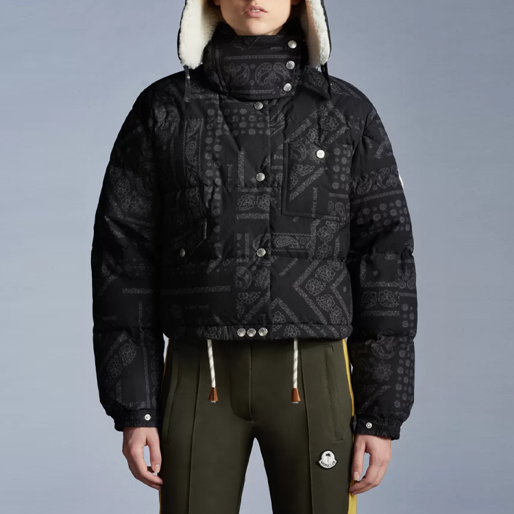 (Women) MONCLER GENIUS PALM ANGELS FW21 Black Printed Down Jacket Hoodie G209L1A00001M1351999 圖 4