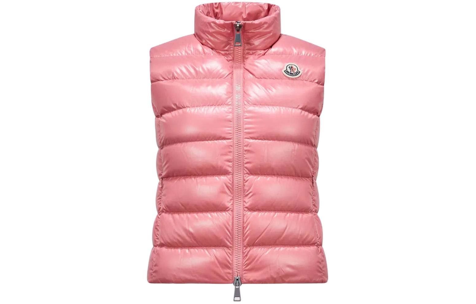 (Women) Moncler Ghany  Pink Down Vest Sleeveless Jacket with Logo and Zipper. I20931A525006895052P