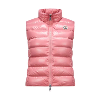 (Women) Moncler Ghany Pink Down Vest Sleeveless Jacket with Logo and Zipper. I20931A525006895052P