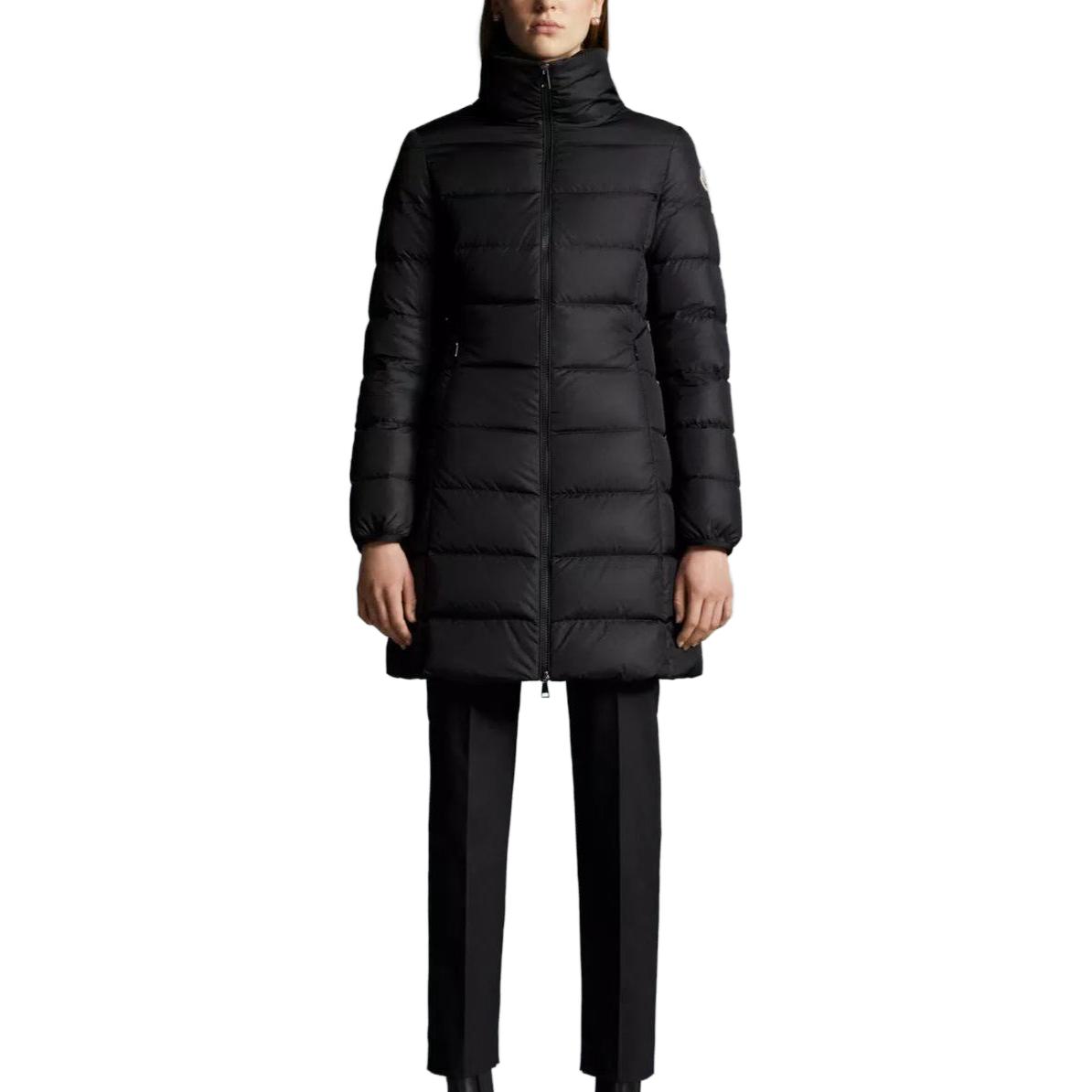 Shop (Women) Moncler Gie  Long Down Jacket High-Neck Black I20931C00053539YH999