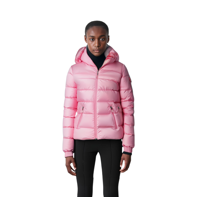 Cheap (W) Moncler Gles SS23 玫瑰粉色連帽羽絨外套 拉鍊款式 I10931A00010595ZZ538