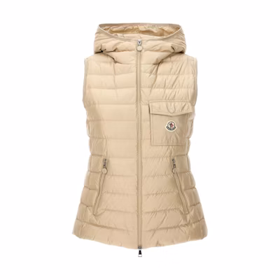 (Women) Moncler GLYGOS Hooded Beige Sleeveless Vest for Women. J10931A00063595ZZ200