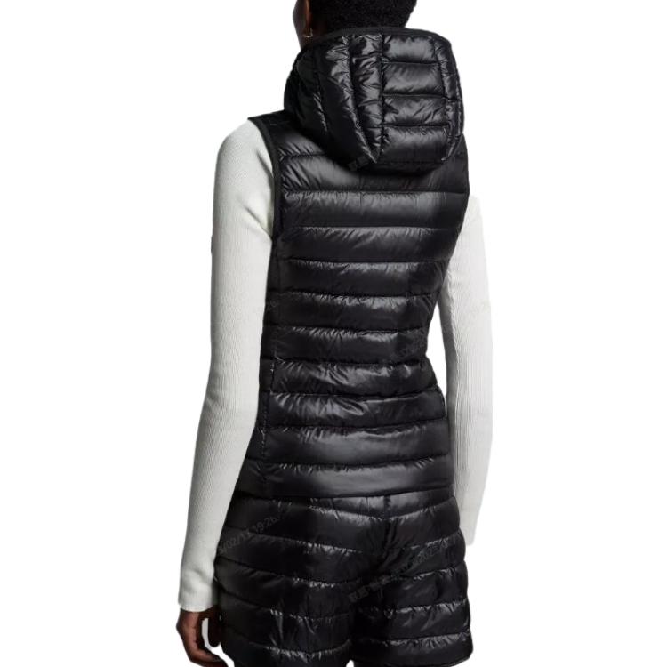 Shop (W) Moncler Glygos SS23 黑色純色拉鍊連帽背心 I10931A00028595ZZ999