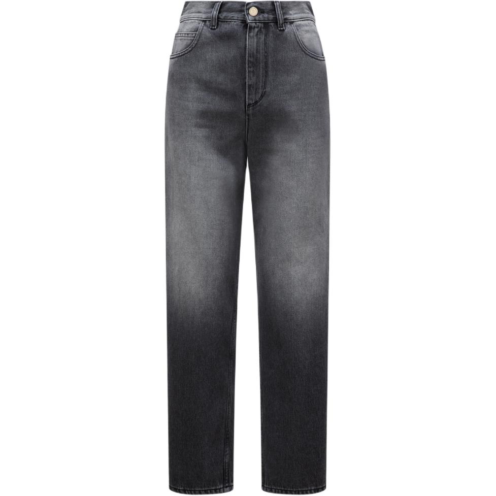 (Women) Moncler Grenoble  High-Waisted Bleached Denim Jeans Grey J20932A00013597ZH980