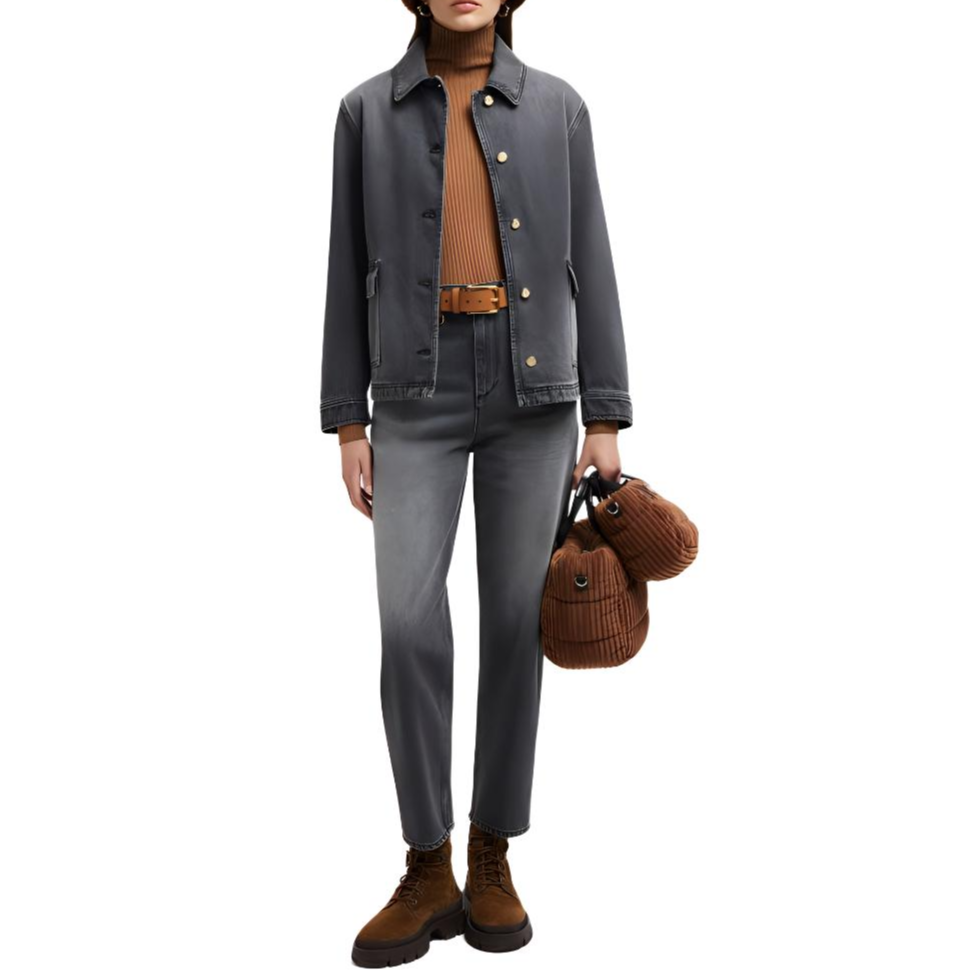 Lookbook (W) Moncler Grenoble Jeans Denim Kelabu Pinggang Tinggi Bleached J20932A00013597ZH980