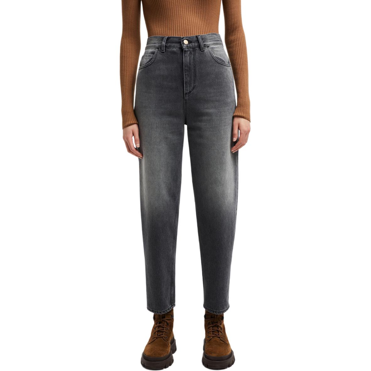 Shop (W) Moncler Grenoble Jeans Denim Kelabu Pinggang Tinggi Bleached J20932A00013597ZH980