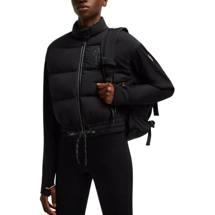 Lookbook (W) 몽클레르 그르노블 슬림핏 로고 자수 집업 재킷 - 블랙. J20988G00008829H7999