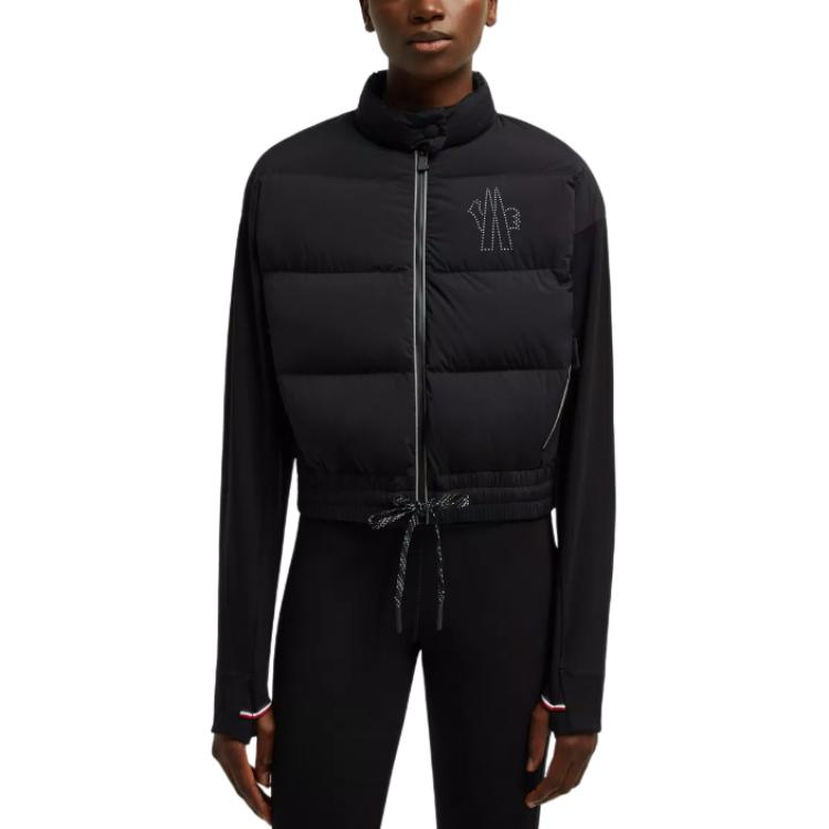 Shop (W) 몽클레르 그르노블 슬림핏 로고 자수 집업 재킷 - 블랙. J20988G00008829H7999