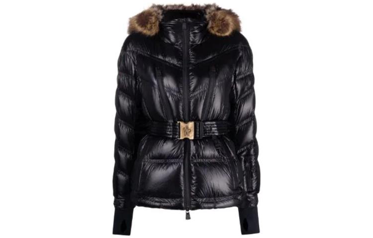 Order (W) Moncler Grenoble Bernin Jaket Hitam Pendek dengan Hoodie. G20981A00012539YL999