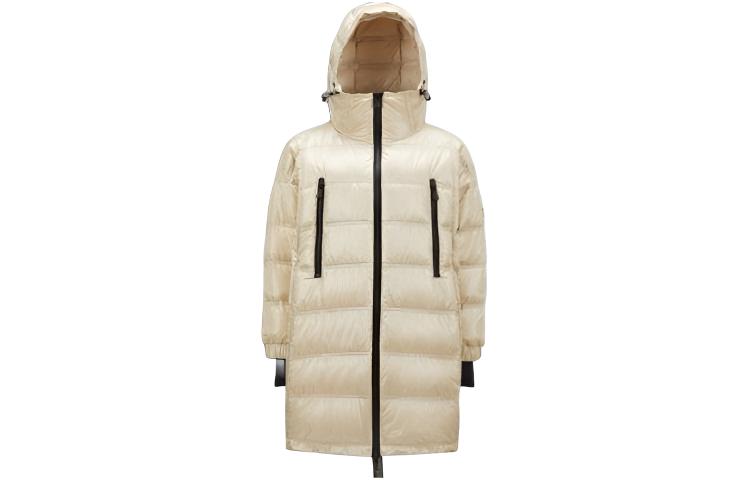 (Women) Moncler Grenoble Chamoille Glossy Zip Hooded Mid-Length Down Coat Beige Women. I20981C00002539JH20G