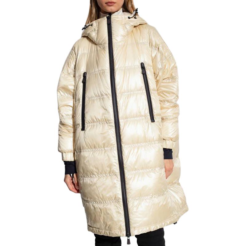 Shop (W) 盟可睐格勒诺布尔Chamoille米色光面连帽中长款羽绒服女款 I20981C00002539JH20G