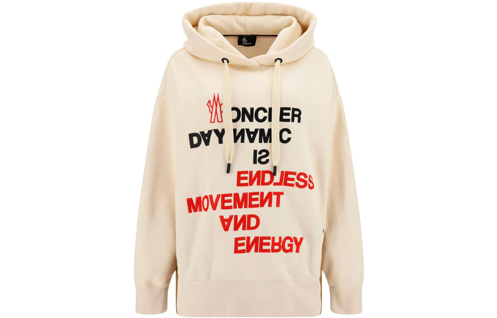 Buy (Women) Moncler Grenoble FW22  Ivory Logo Print Drawstring Hoodie. 8G00011899RB034