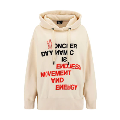 (Women) Moncler Grenoble FW22 Ivory Logo Print Drawstring Hoodie. 8G00011899RB034