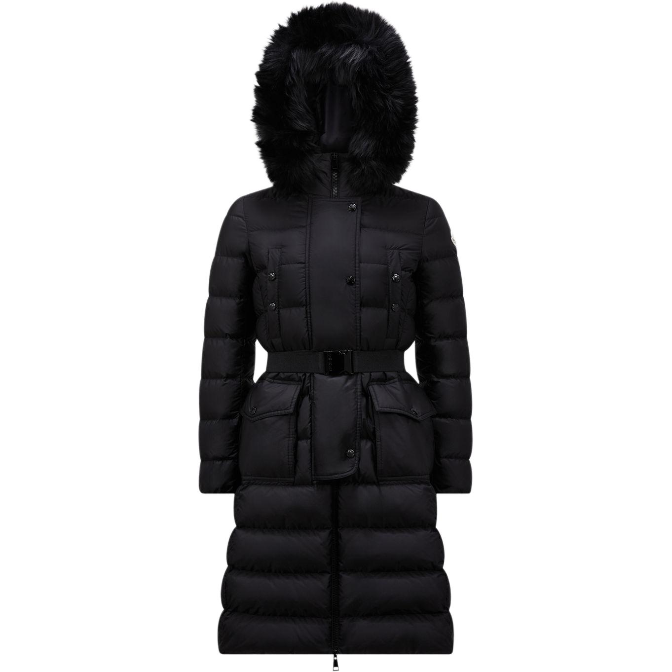 (Women) Moncler Grenoble FW24 KHLOE Shearling Trim Long Down Jacket Women Black. J20931C000235968E999