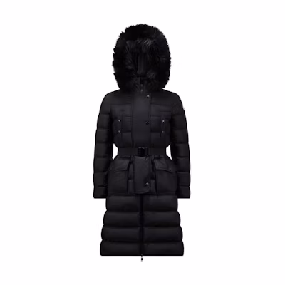 (Women) Moncler Grenoble FW24 KHLOE Shearling Trim Long Down Jacket Women Black. J20931C000235968E999