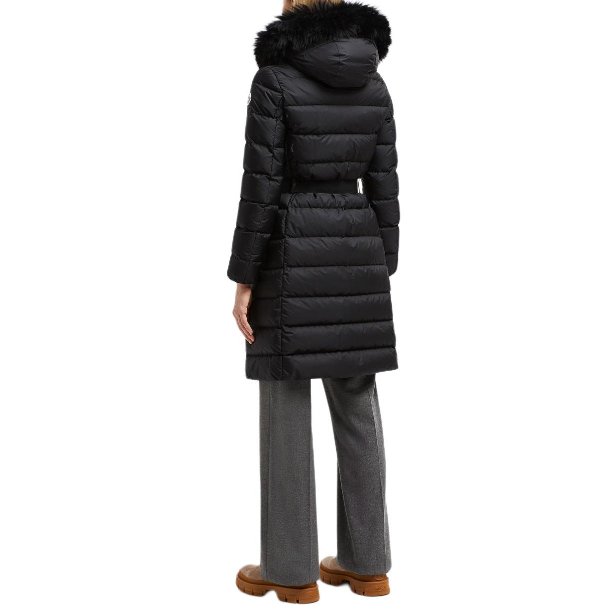 Shop (W) 蒙克莱 Grenoble 2024秋冬 KHLOE 女士黑色羊毛边长款羽绒服. J20931C000235968E999