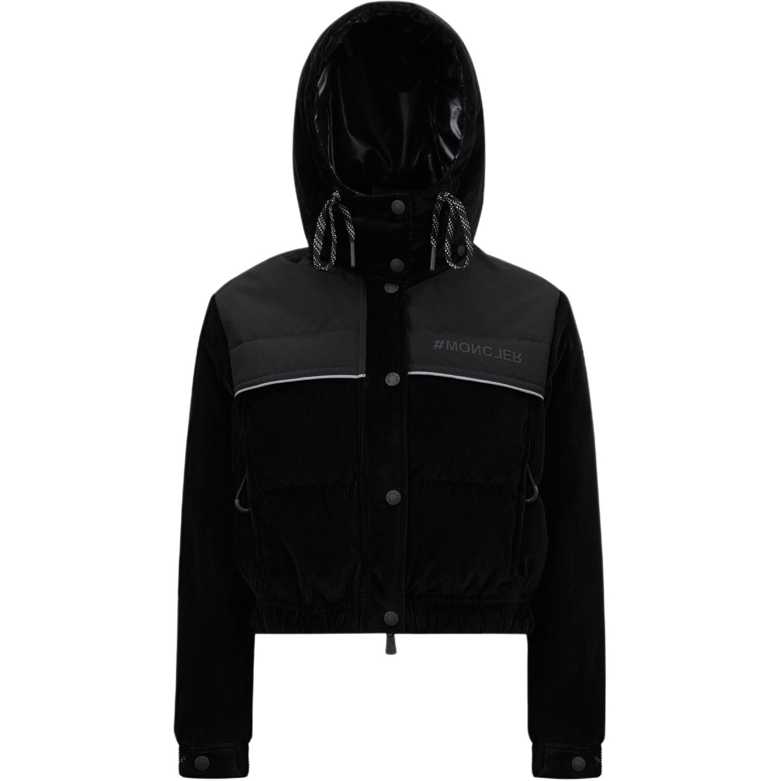 (Women) Moncler Grenoble Spinas Detachable Hood Short Down Jacket Women Black. J20981A00005595EO999