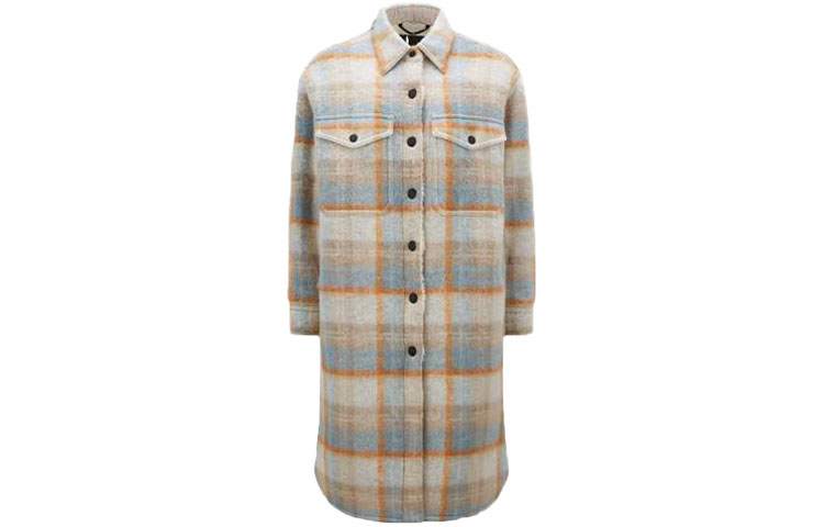 (Women) Moncler Grenoble SS22  Plaid Wool Coat with Fleece Lining Multicolor. H20981A00030899O9F05
