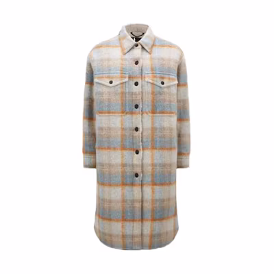 (Women) Moncler Grenoble SS22 Plaid Wool Coat with Fleece Lining Multicolor. H20981A00030899O9F05