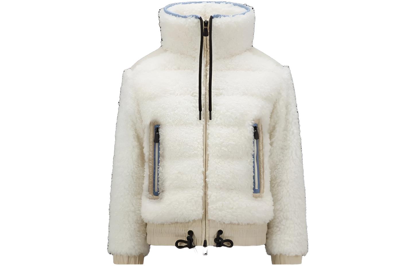 (Women) Moncler Grenoble SS23  White Fleece Drawstring Zip Puffer Jacket I20988G00020899A9034