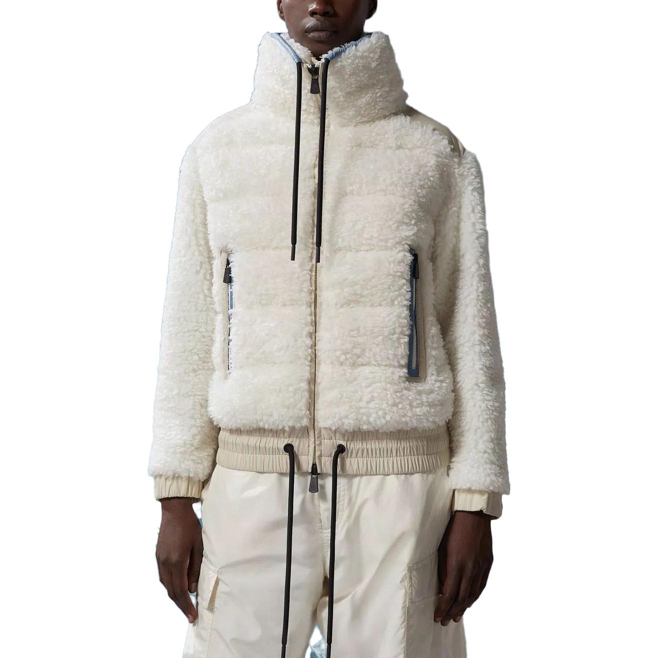 Shop (W) Moncler Grenoble SS23 白色抓絨抽繩拉鍊羽絨外套 I20988G00020899A9034