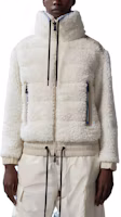 Shop (Women) Moncler Grenoble SS23 White Fleece Drawstring Zip Puffer Jacket I20988G00020899A9034