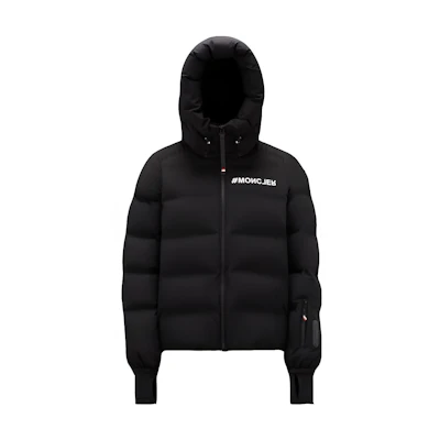 (Women) Moncler Grenoble Suisses Black Short Down Jacket with Letter Print. I20981A000245399D999
