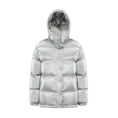 (Women) Moncler Hanau FW22 Silver White Glossy Down Jacket Long Sleeve. H20931A0010653A3H900